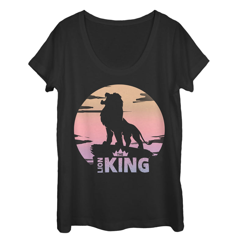 Women's Lion King Sunset Pride Rock Pose Scoop Neck