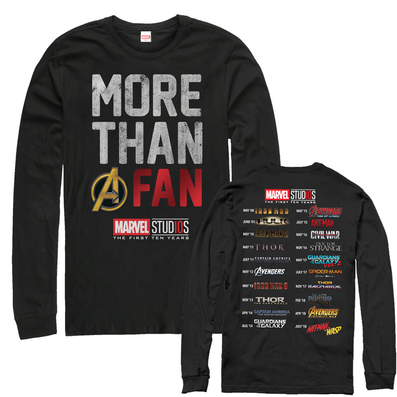 Men's Marvel 10th Anniversary More Than a Fan Long Sleeve Shirt