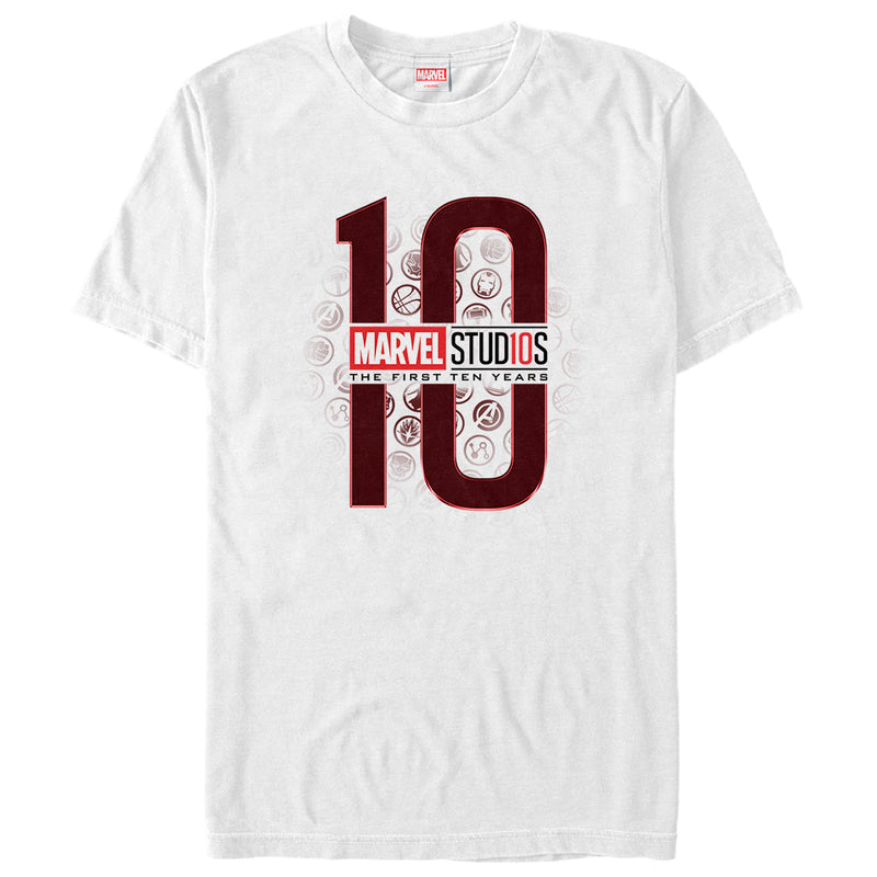 Men's Marvel First 10 Years Anniversary Icon Collage Logo T-Shirt