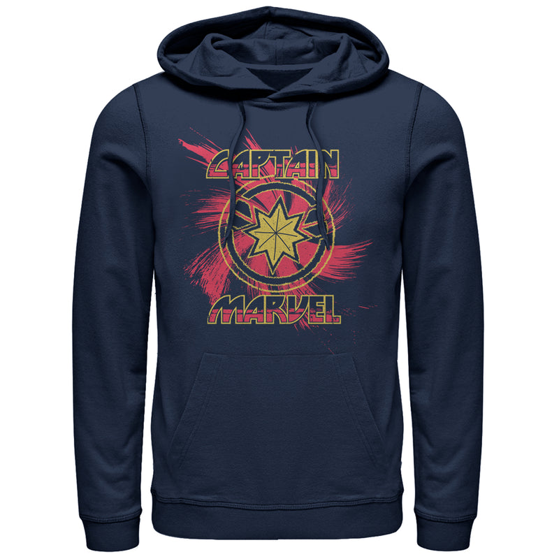 Men's Marvel Captain Marvel Star Symbol Swirl Pull Over Hoodie