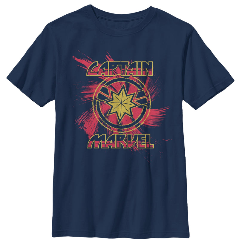 Boy's Marvel Captain Marvel Star Symbol Swirl T-Shirt