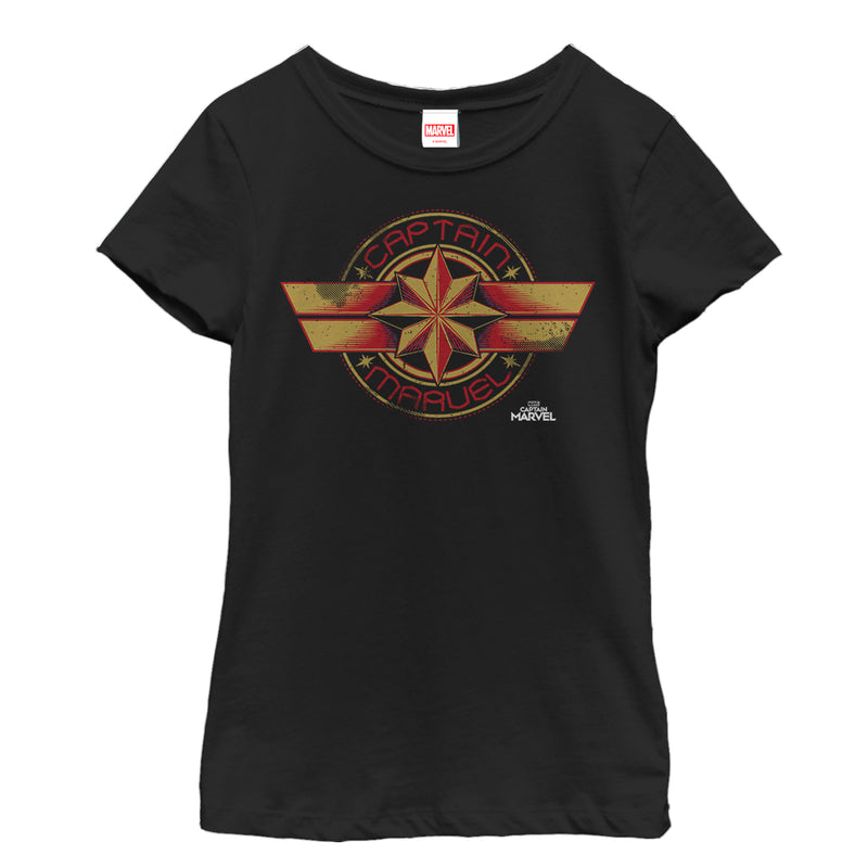 Girl's Marvel Captain Marvel Retro Star Emblem T-Shirt