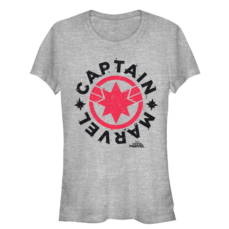 Junior's Marvel Captain Marvel Star Symbol Circle T-Shirt