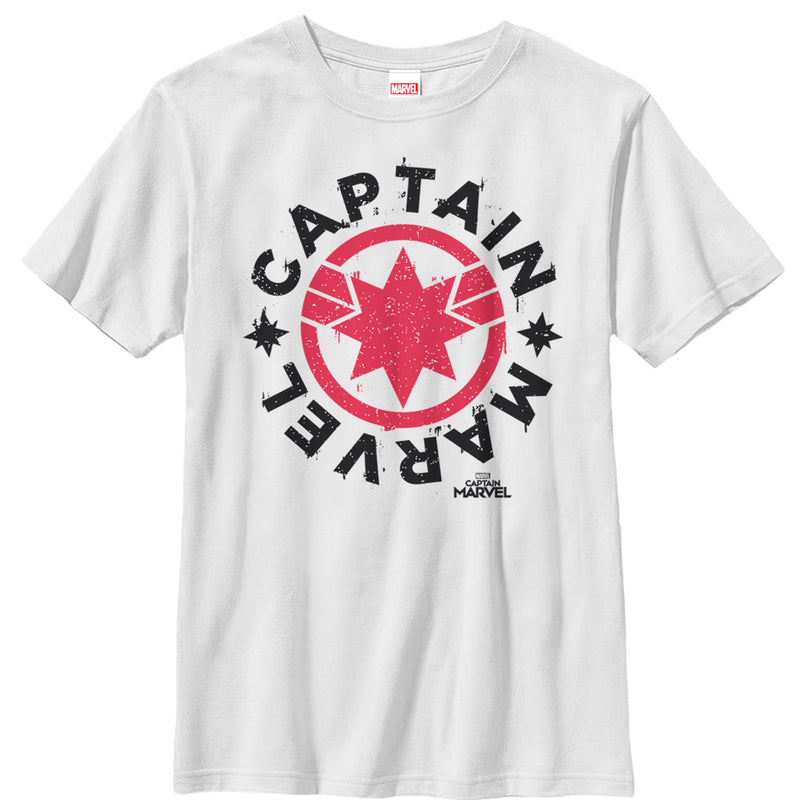 Boy's Marvel Captain Marvel Star Symbol Circle T-Shirt