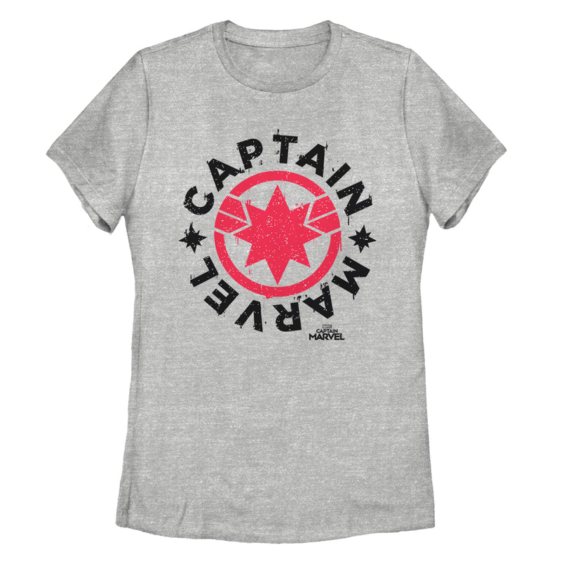 Women's Marvel Captain Marvel Star Symbol Circle T-Shirt
