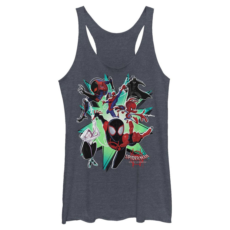 Women's Marvel Spider-Man: Into the Spider-Verse Gang is All Here Racerback Tank Top