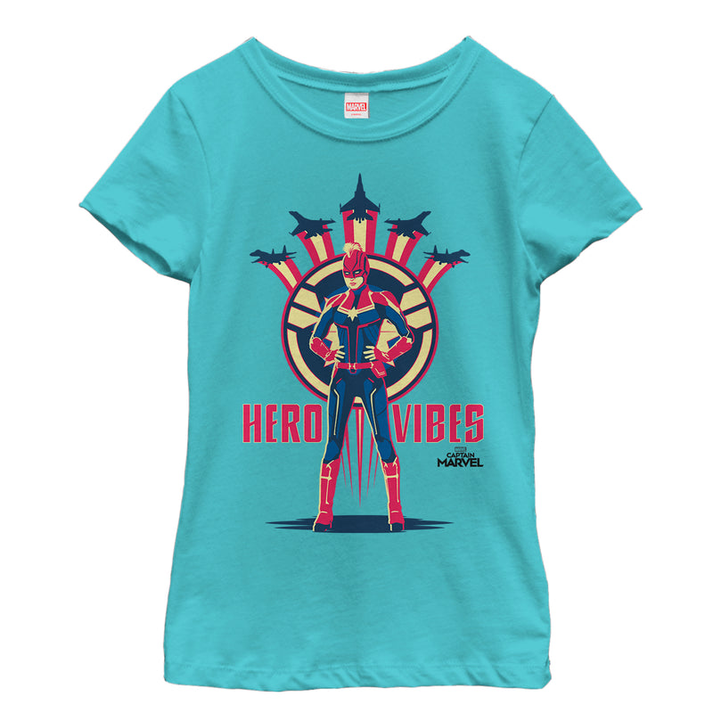 Girl's Marvel Captain Marvel Hero Vibes T-Shirt
