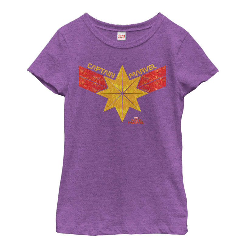 Girl's Marvel Captain Marvel Vintage Star Streak Costume T-Shirt