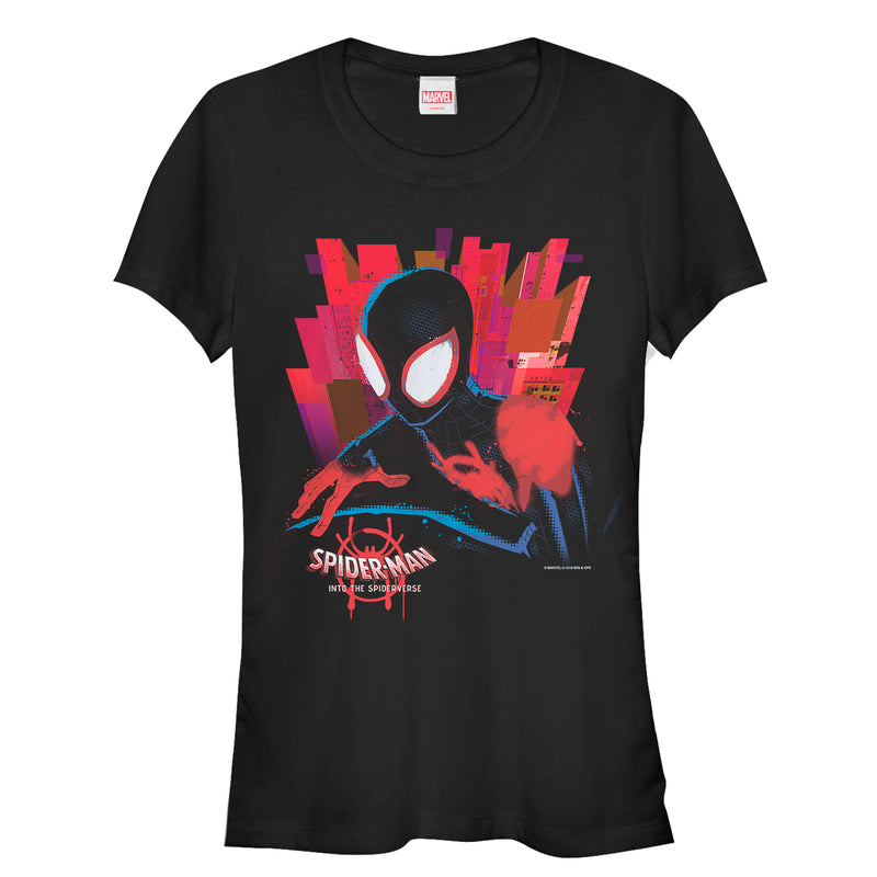 Junior's Marvel Spider-Man: Into the Spider-Verse City T-Shirt