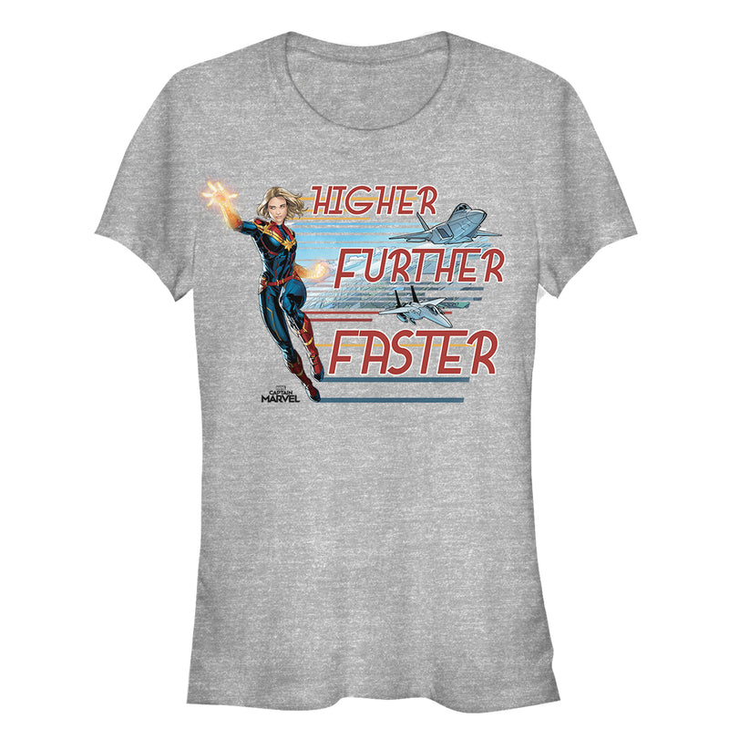 Junior's Marvel Captain Marvel Higher Mantra Cartoon T-Shirt