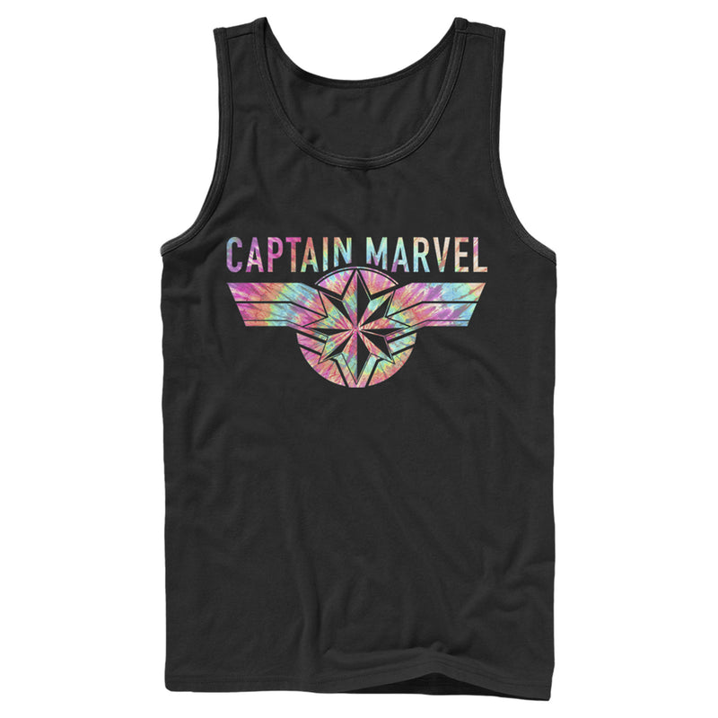 Men's Marvel Captain Marvel Logo Banner Tie Dye Colors Tank Top