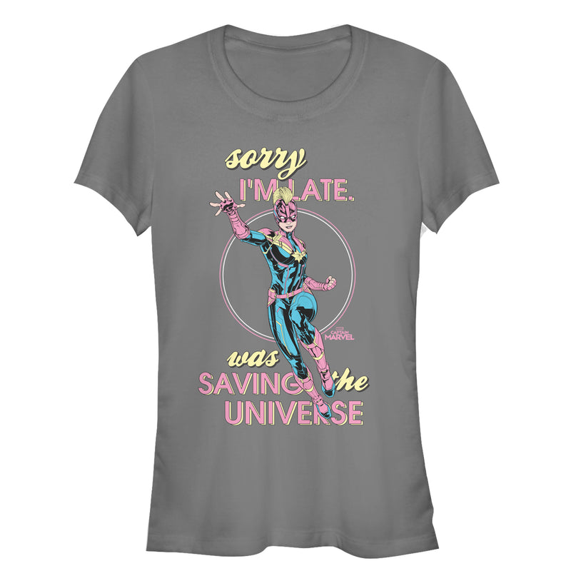 Junior's Marvel Captain Marvel Sorry Saving Universe T-Shirt