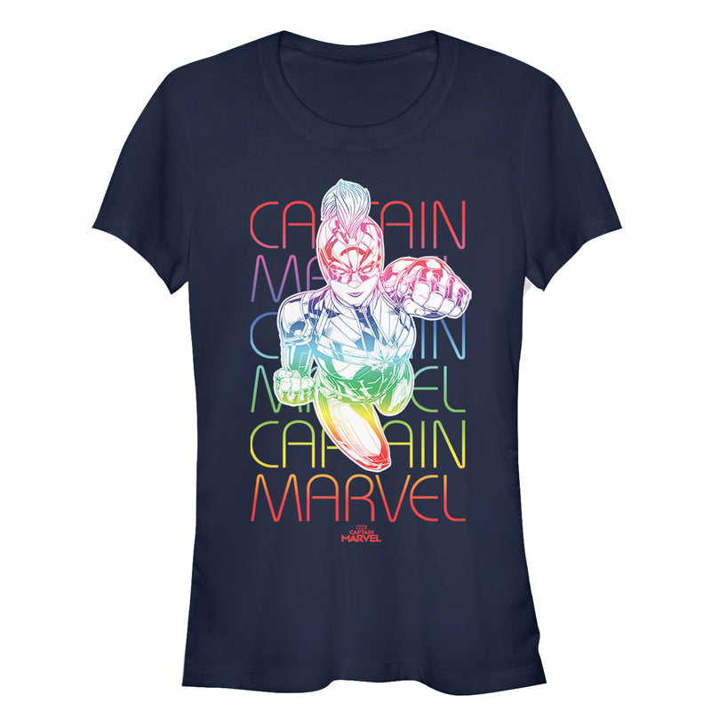 Junior's Marvel Captain Marvel Rainbow Kree T-Shirt