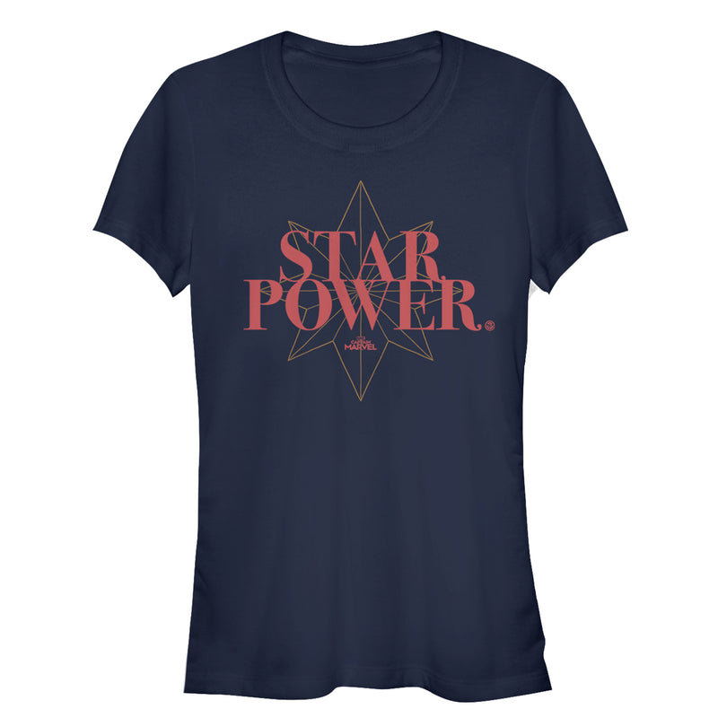 Junior's Marvel Captain Marvel Star Power Text T-Shirt