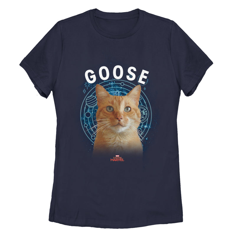 Women's Marvel Captain Marvel Planet Goose Cat T-Shirt