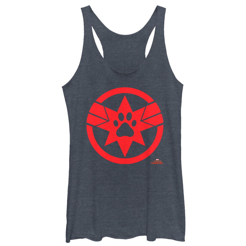 Women's Marvel Captain Marvel Goose Paw Star Symbol Racerback Tank Top