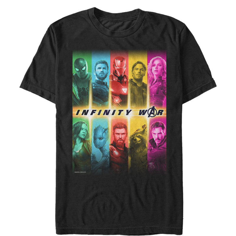 Men's Marvel Avengers: Infinity War Hero Rainbow Panel T-Shirt