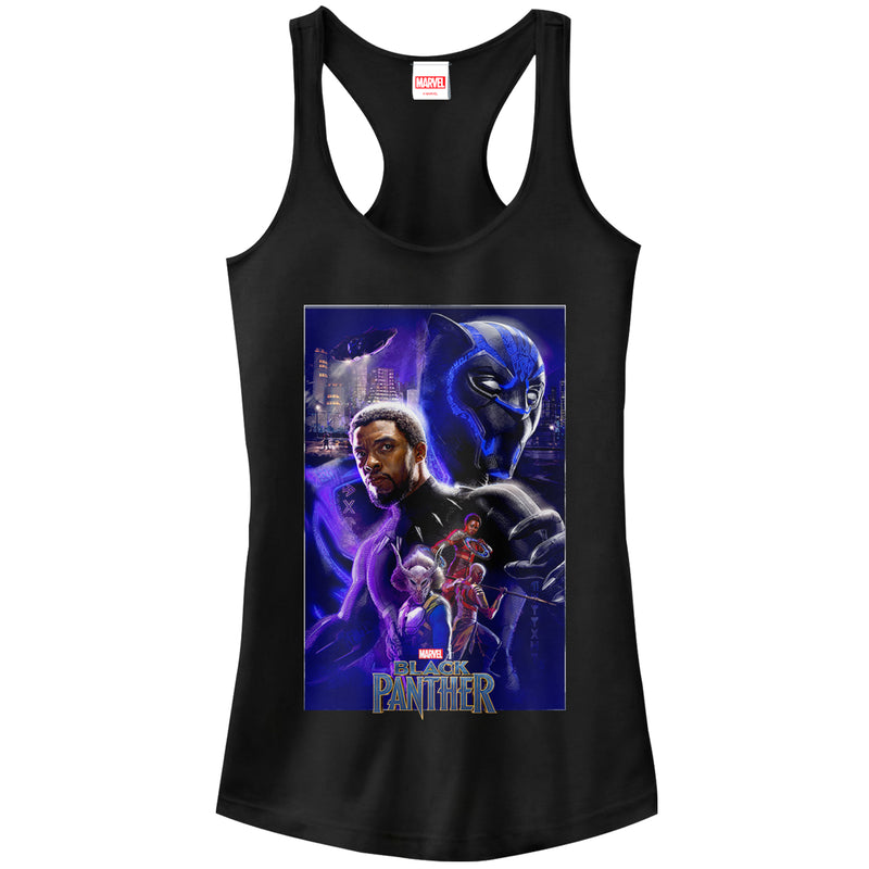 Junior's Marvel Black Panther 2018 Character Collage Racerback Tank Top