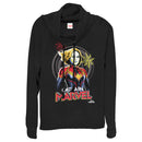 Junior's Marvel Captain Marvel Sketch Profile Cowl Neck Sweatshirt