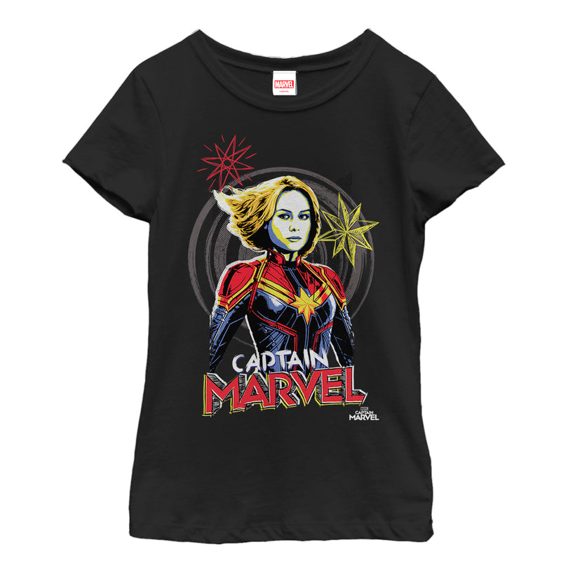 Girl's Marvel Captain Marvel Sketch Profile T-Shirt