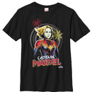Boy's Marvel Captain Marvel Sketch Profile T-Shirt