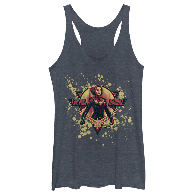 Women's Marvel Captain Marvel Paint Splatter Hero Racerback Tank Top