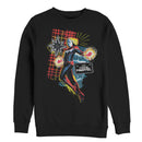 Men's Marvel Captain Marvel Flannel Patch Print Sweatshirt