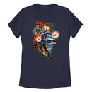 Women's Marvel Captain Marvel Flannel Patch Print T-Shirt