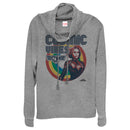 Junior's Marvel Captain Marvel Rainbow Cosmic Vibes Cowl Neck Sweatshirt