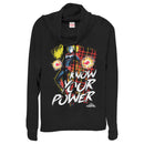 Junior's Marvel Captain Marvel Know Your Power Cowl Neck Sweatshirt