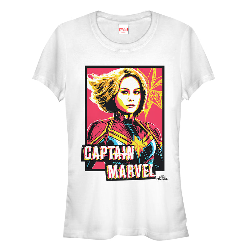 Junior's Marvel Captain Marvel Artistic Portrait T-Shirt