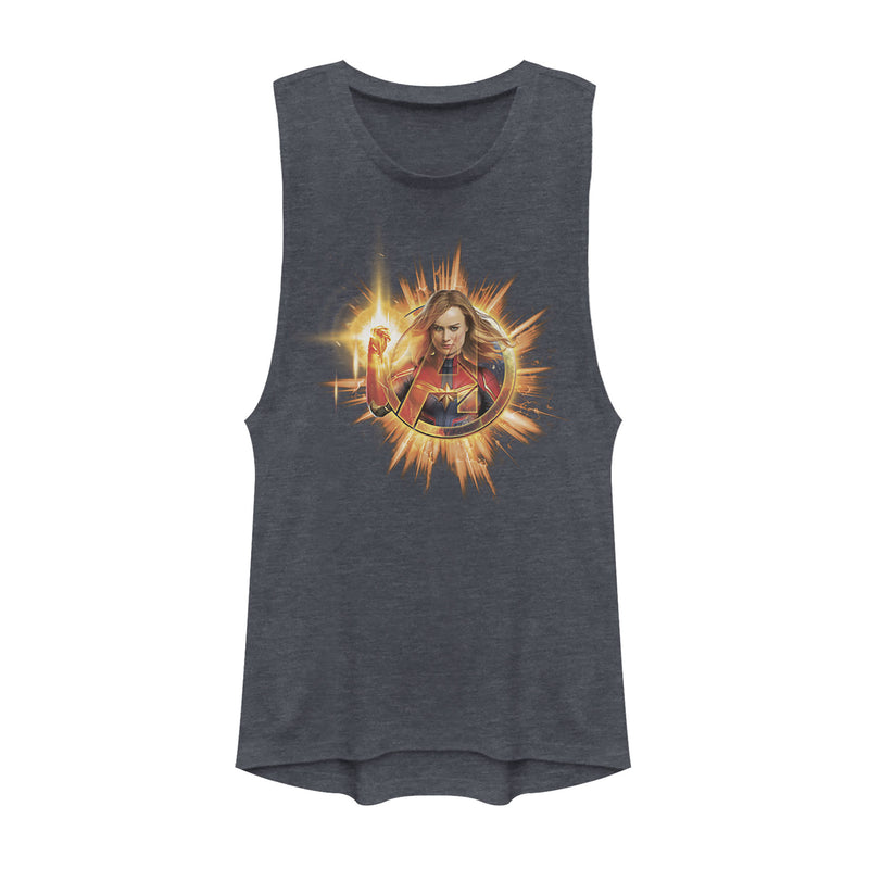 Junior's Marvel Captain Marvel Shining Star Festival Muscle Tee