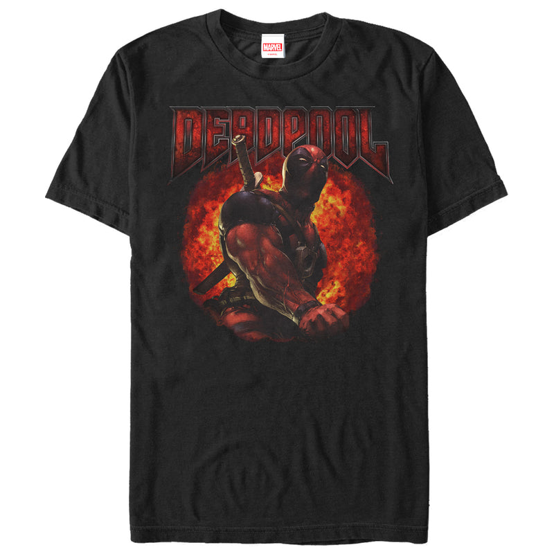 Men's Marvel Deadpool Flames T-Shirt