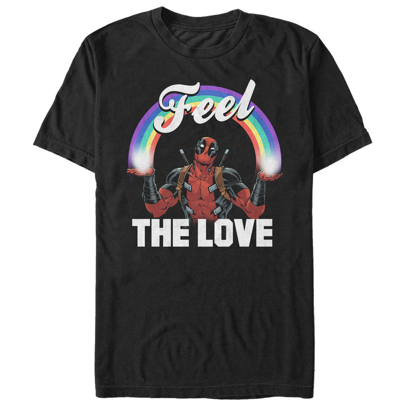 Men's Marvel Deadpool Feel the Love Rainbow T-Shirt