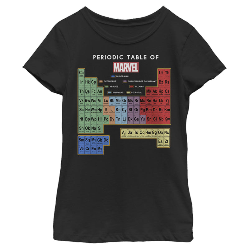 Girl's Marvel Periodic Table of Favorite Heroes T-Shirt