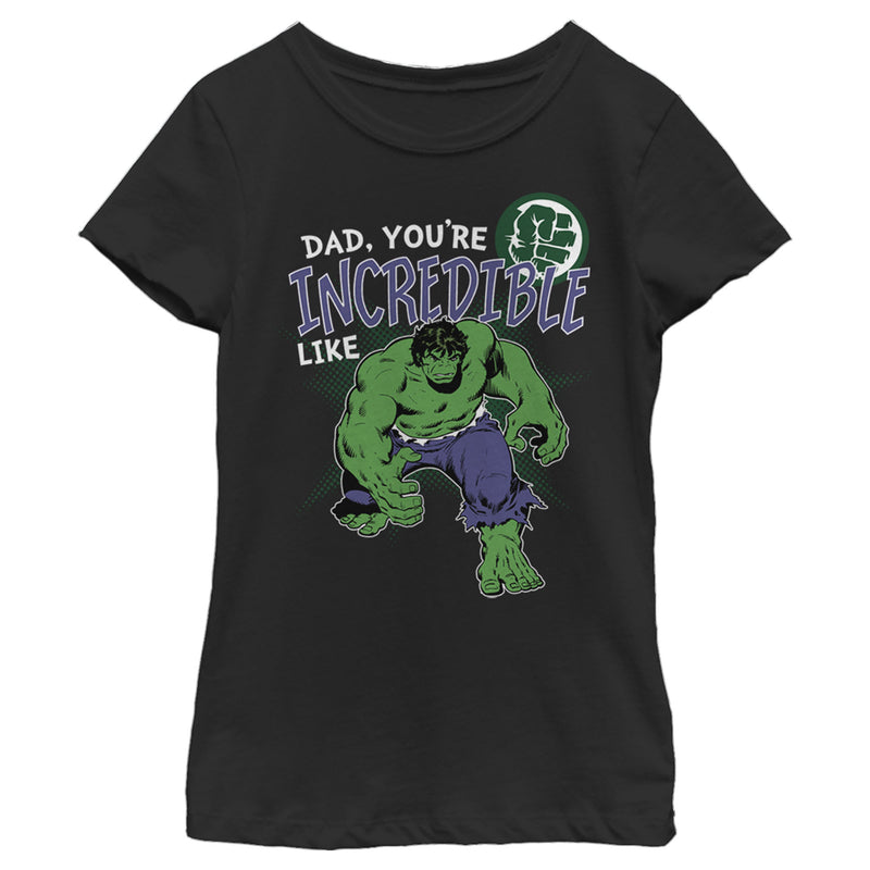 Girl's Marvel Dad Incredible Like Hulk T-Shirt