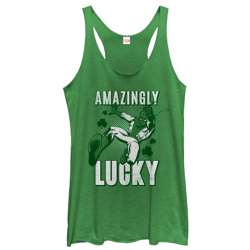 Women's Marvel St. Patrick's Day Spider-Man Amazingly Lucky Racerback Tank Top