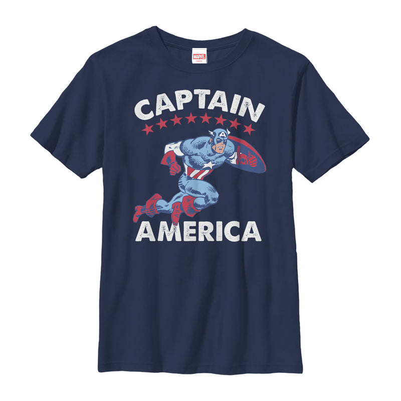 Boy's Marvel Fourth of July  Retro Captain America T-Shirt