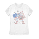 Women's Marvel Fourth of July  Cartoon Captain America T-Shirt