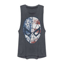 Junior's Marvel Fourth of July  Spider-Man American Flag Mask Festival Muscle Tee