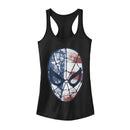 Junior's Marvel Fourth of July  Spider-Man American Flag Mask Racerback Tank Top
