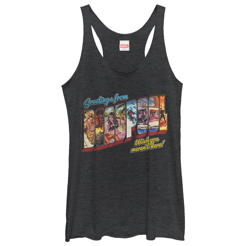 Women's Marvel Deadpool Greetings From Vacation Racerback Tank Top