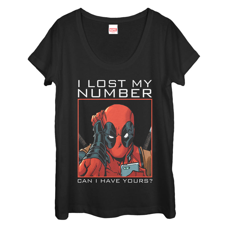 Women's Marvel Deadpool Wants Your Number Scoop Neck