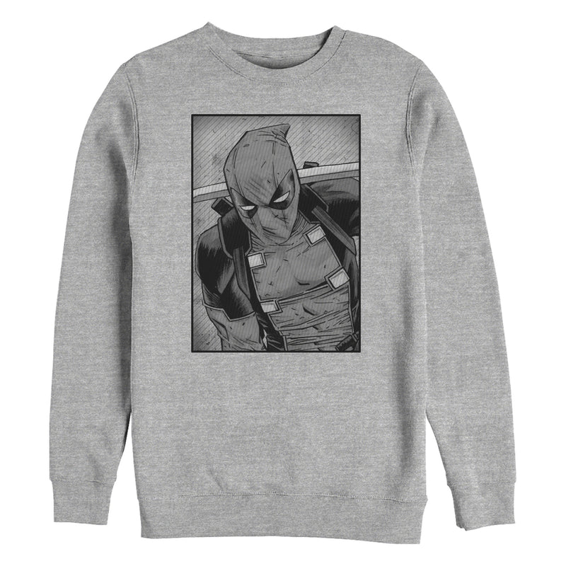 Men's Marvel Deadpool Classic Grey GrayscalePose Sweatshirt