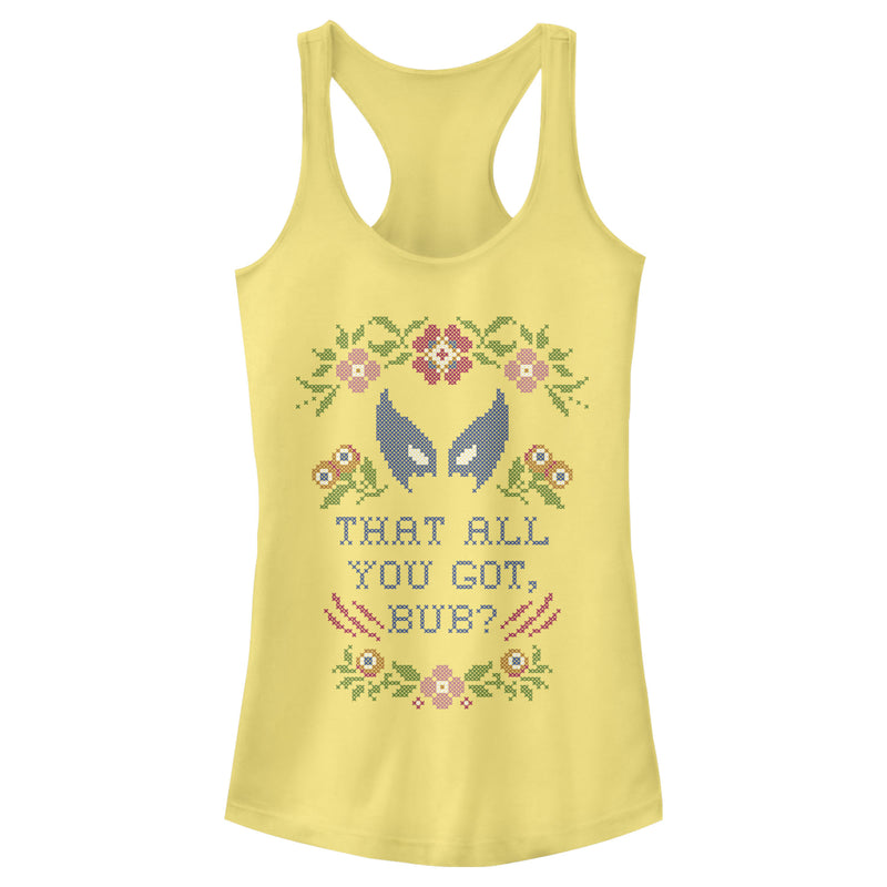 Junior's Marvel X-Men Wolverine Quilt Quote Racerback Tank Top