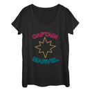 Women's Marvel Captain Marvel Neon Print Star Scoop Neck