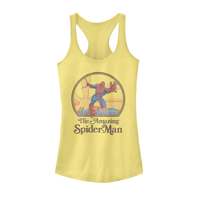Junior's Marvel Vintage Spider-Man Sun Racerback Tank Top