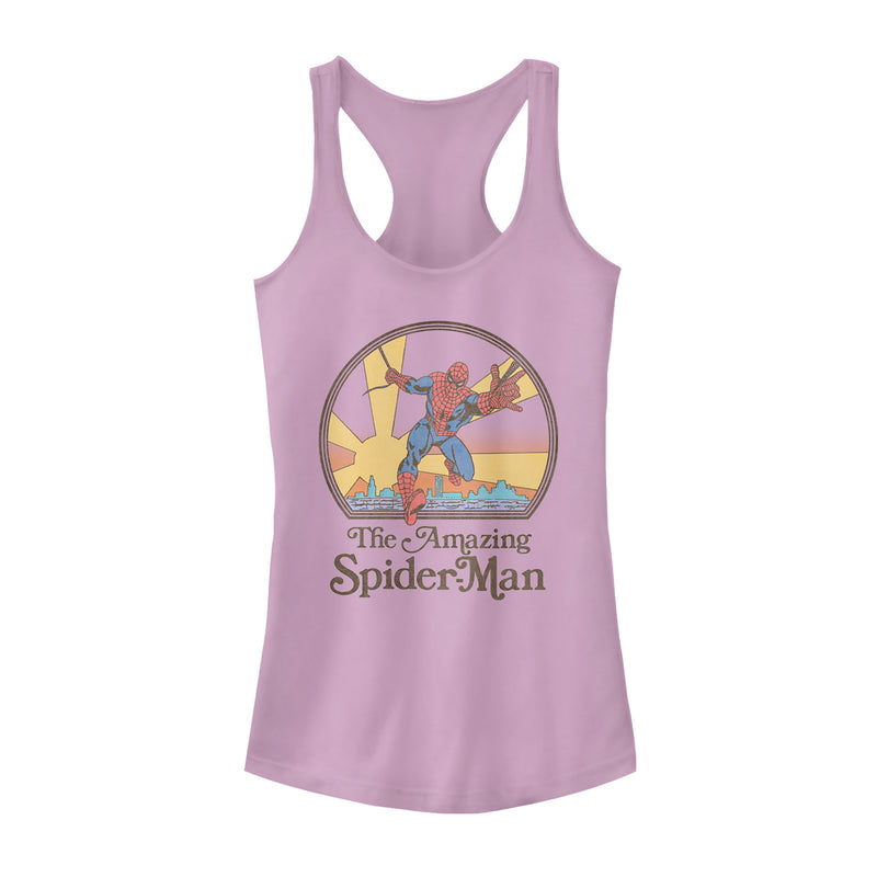Junior's Marvel Vintage Spider-Man Sun Racerback Tank Top