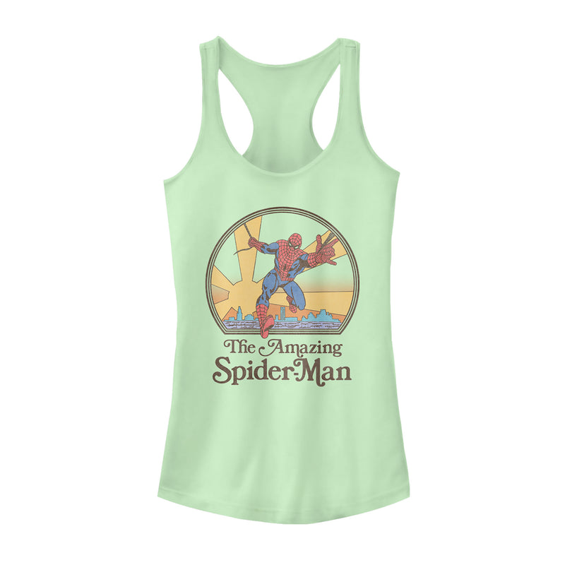 Junior's Marvel Vintage Spider-Man Sun Racerback Tank Top