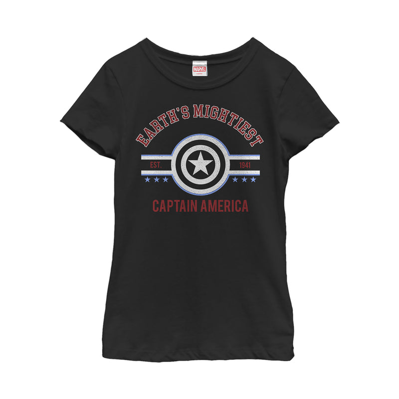 Girl's Marvel Earth's Mightiest Captain America T-Shirt